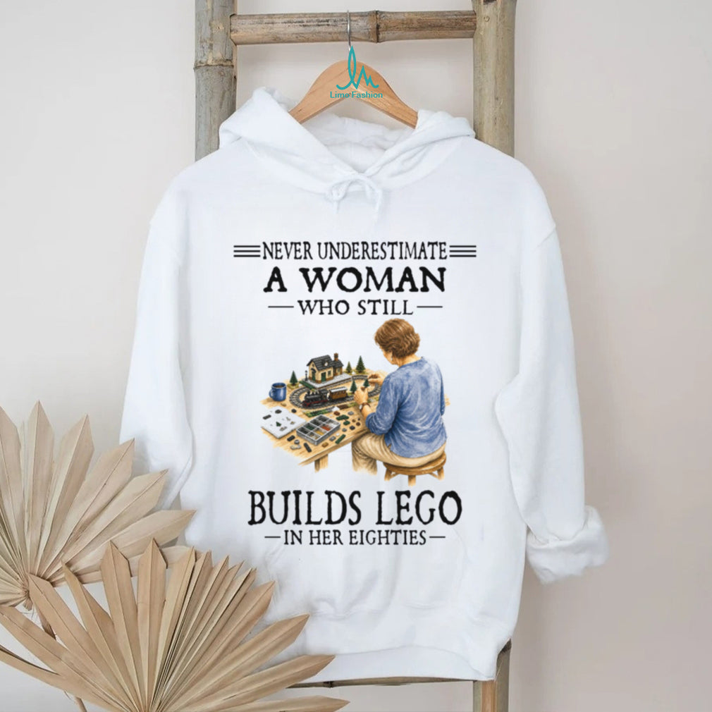 Older Woman Lego Building Hobbyist Eighty Birthday Shirt