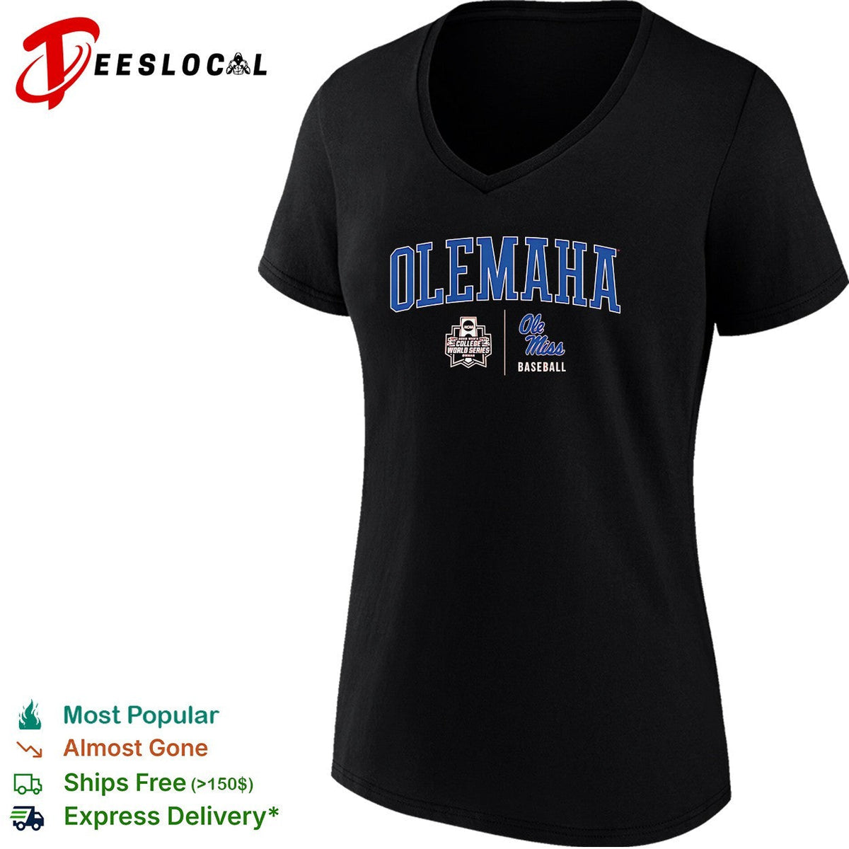 Olemaha Ole Miss Rebel College World Series baseball red shirt Unisex