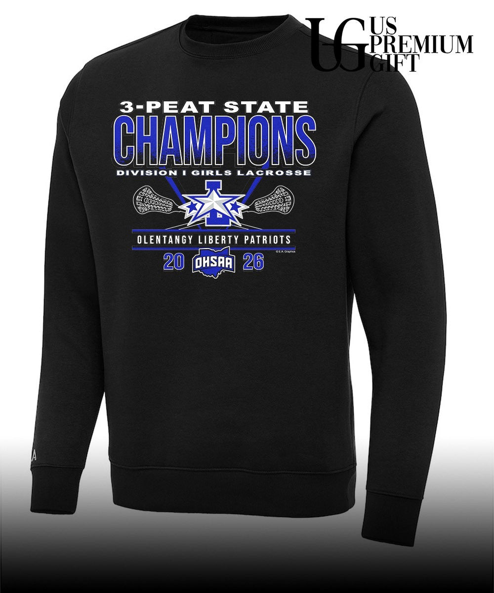 Olentangy Liberty Patriots 2026 OHSAA Girls Lacrosse D1 3-Peat State Champions shirt Unisex