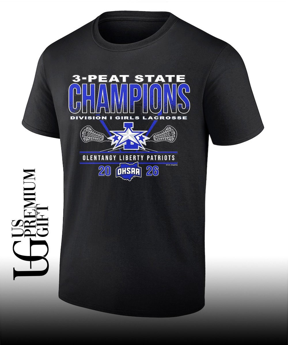 Olentangy Liberty Patriots 2026 OHSAA Girls Lacrosse D1 3-Peat State Champions shirt Unisex