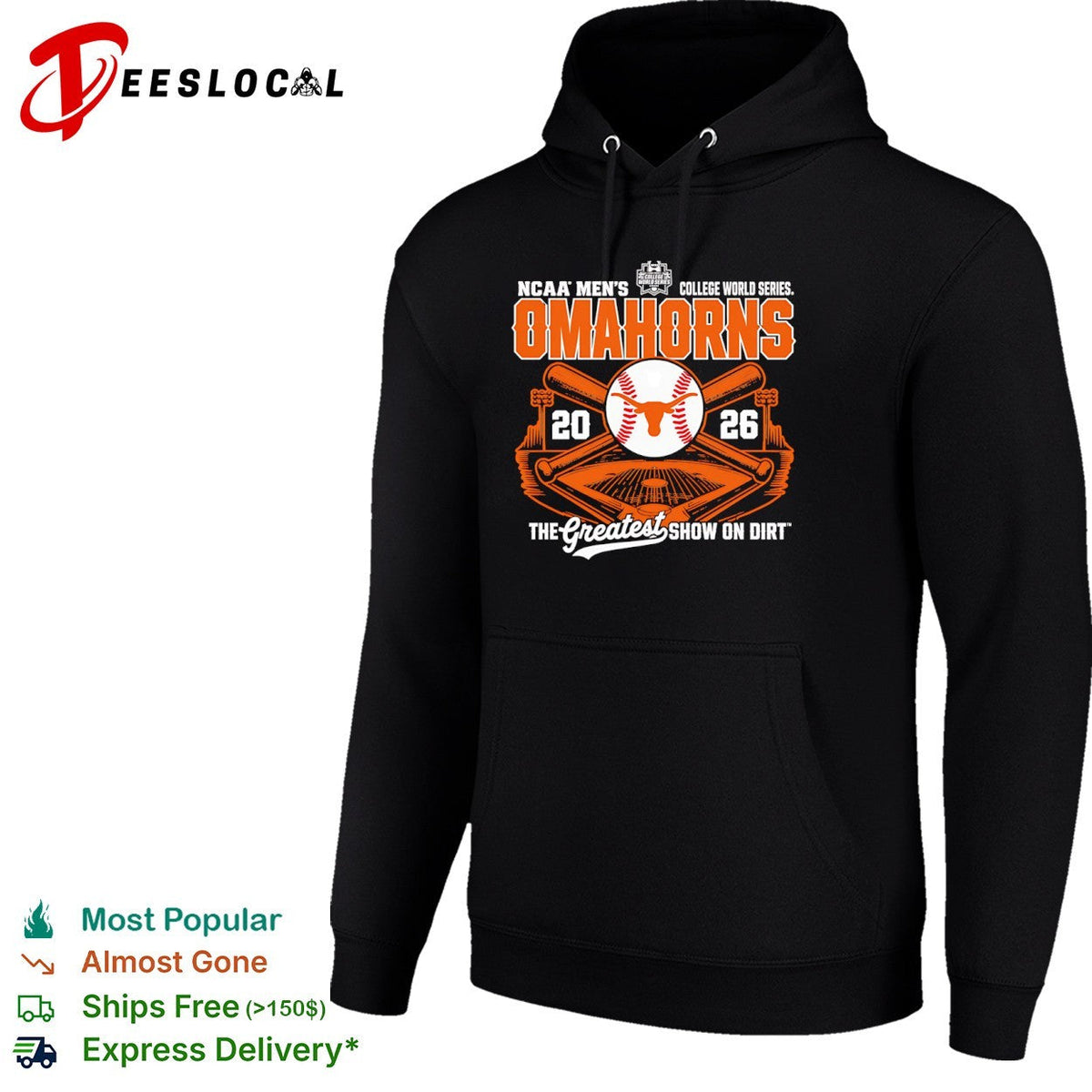 Omahorns Texas Longhorns NCAA College World Series 2026 the greatest show on dirt shirt Unisex