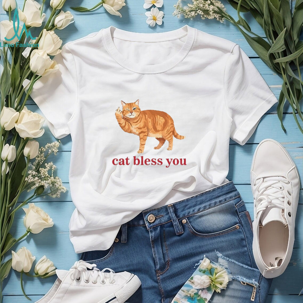 Orange Tabby Cat Middle Finger Bless You Shirt