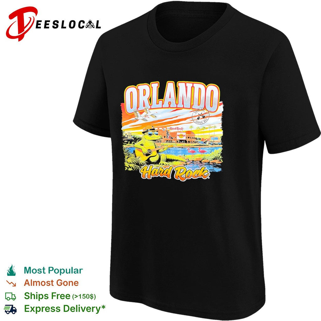 Orlando Hard Rock Cafe alligator guitar flamingo shirt Unisex