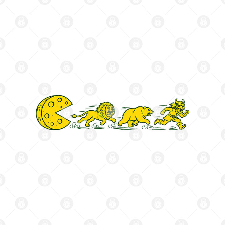 Pac-Man Chasing Lions Bears And Vikings T Shirt