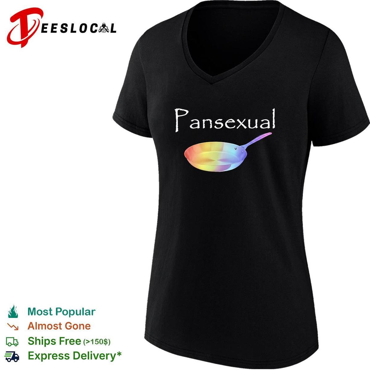 Pansexual frying pan with LGBT flag pattern shirt Unisex