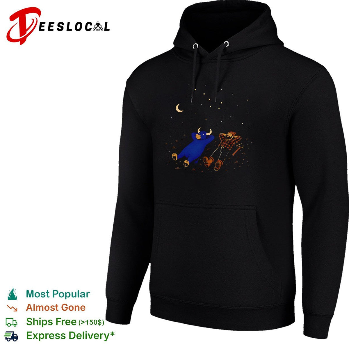 Paul Bunyan and Babe the Blue Ox Stargazing North Woods Legend Folklore Myth shirt Unisex