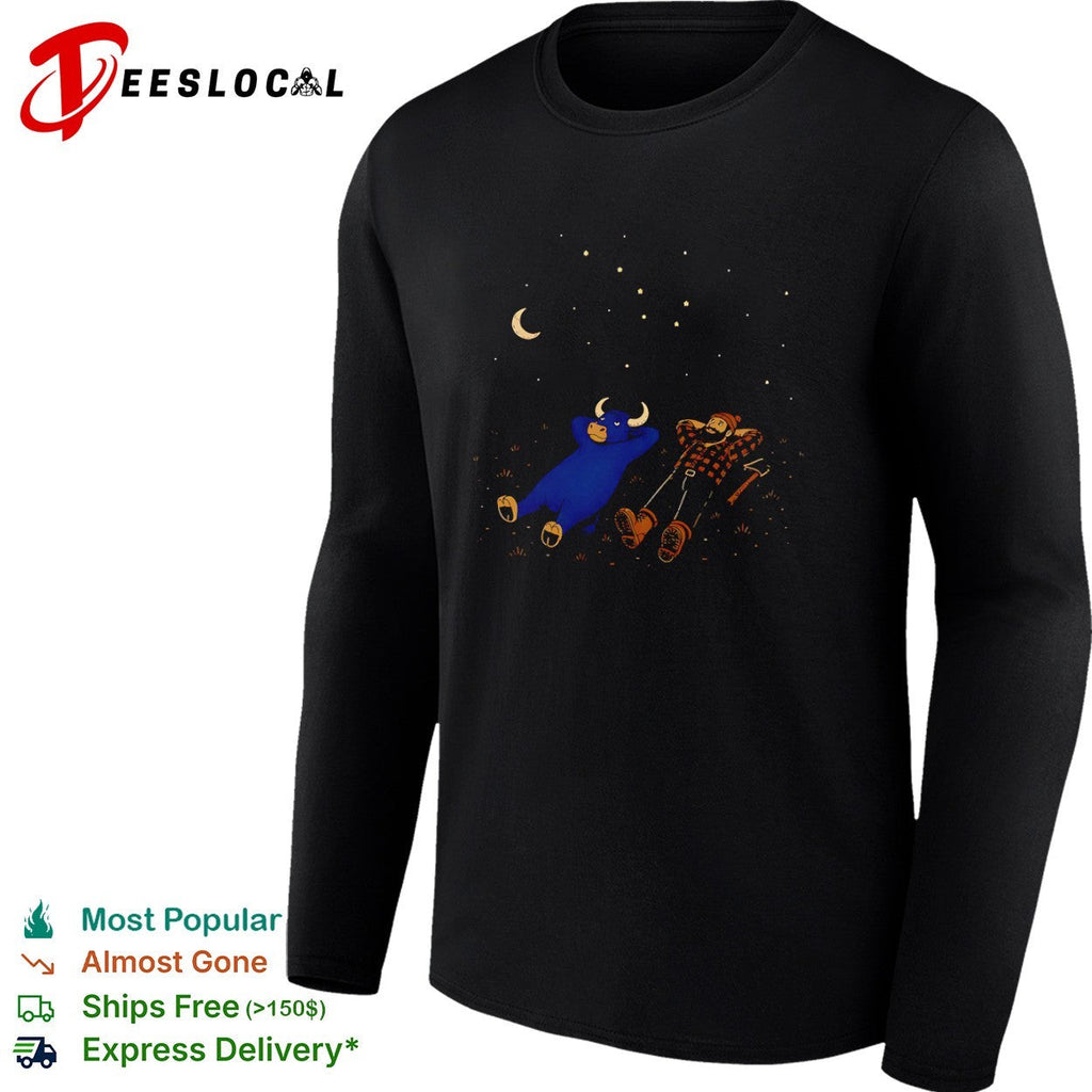 Paul Bunyan and Babe the Blue Ox Stargazing North Woods Legend Folklore Myth shirt Unisex