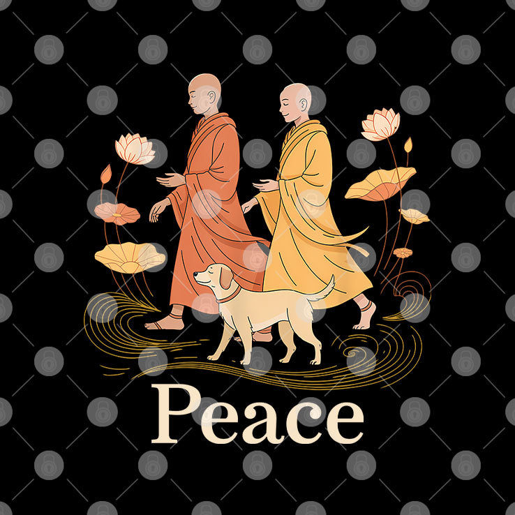 Peace Walking Buddhist Monks T Shirt Unisex