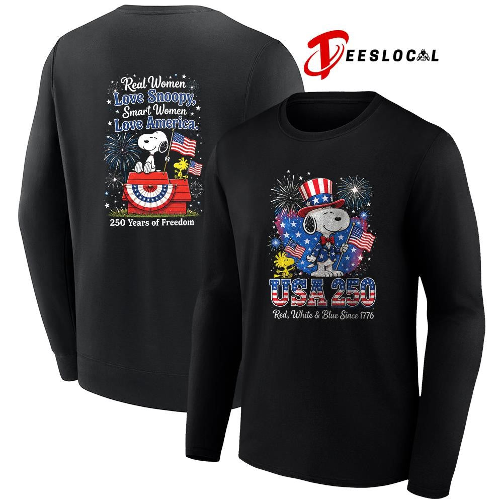 Peanuts Snoppy USA 250 red white and blue since 1776 250 years of freedom shirt Unisex
