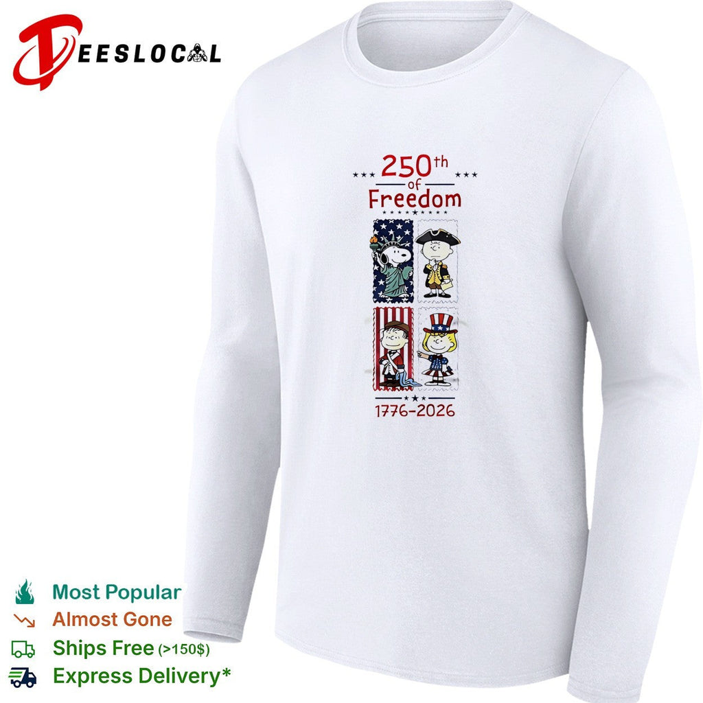 Peanuts characters 250th of freedom 1776 2026 patriotic stamp portraits shirt Unisex