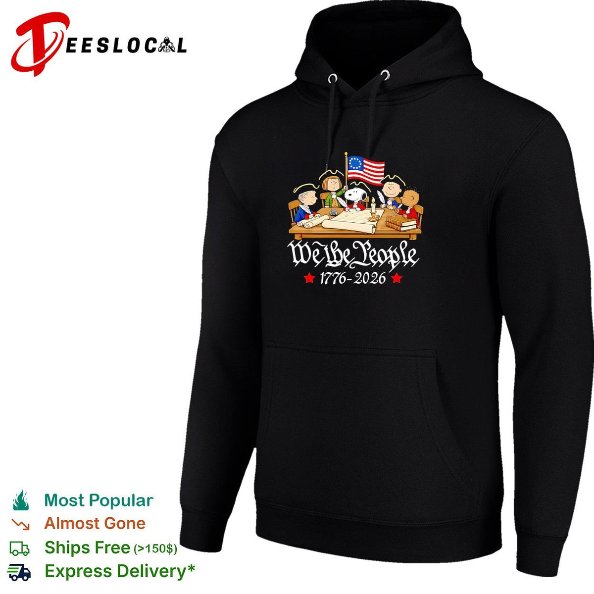 Peanuts characters we the people 1776 2026 signing declaration table scene shirt Unisex