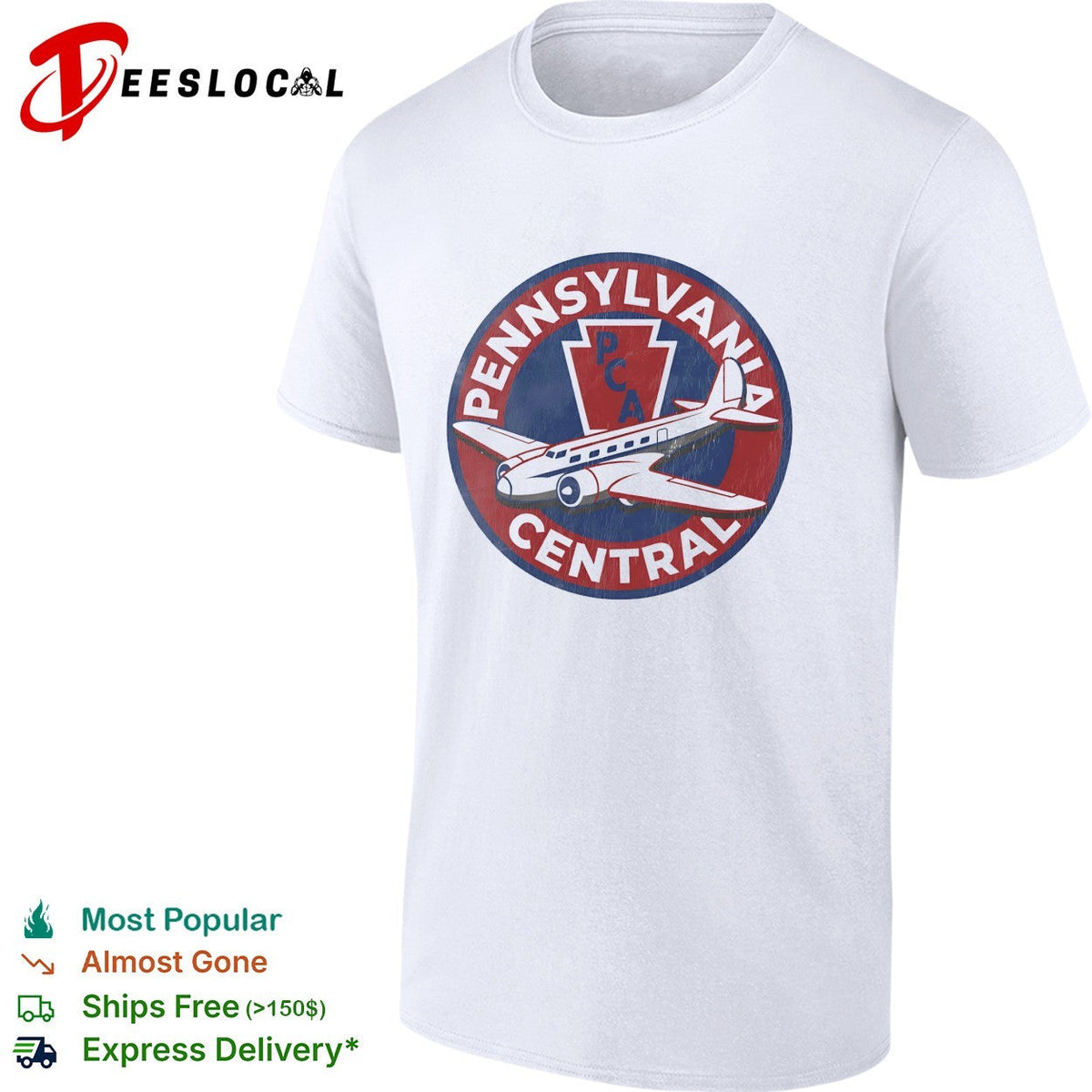 Pennsylvania Central PCA Airlines Emblem Aviation Logo Retro Travel Theme shirt Unisex