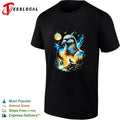 Pigeon bird galaxy moonlit night sky art shirt Unisex
