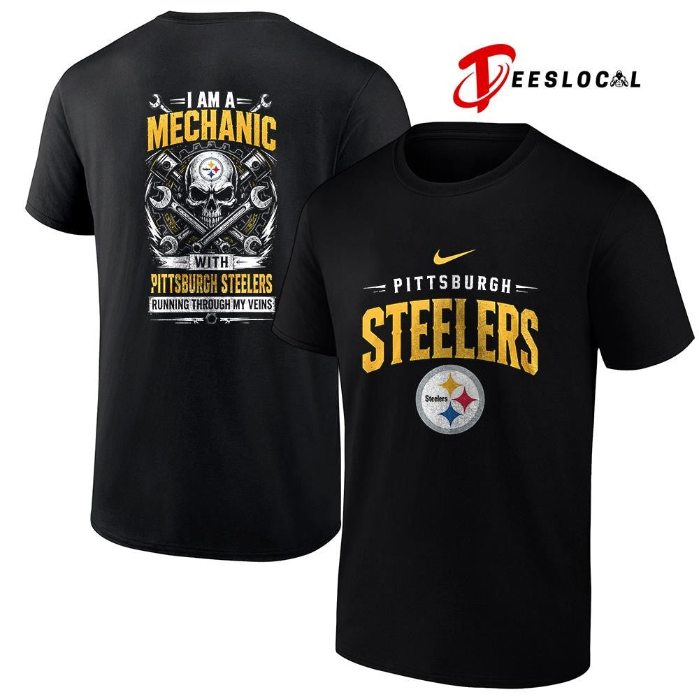 PittsburghSteelersIamamechanicrunningthroughmyveinsskeletonshirt Unisex