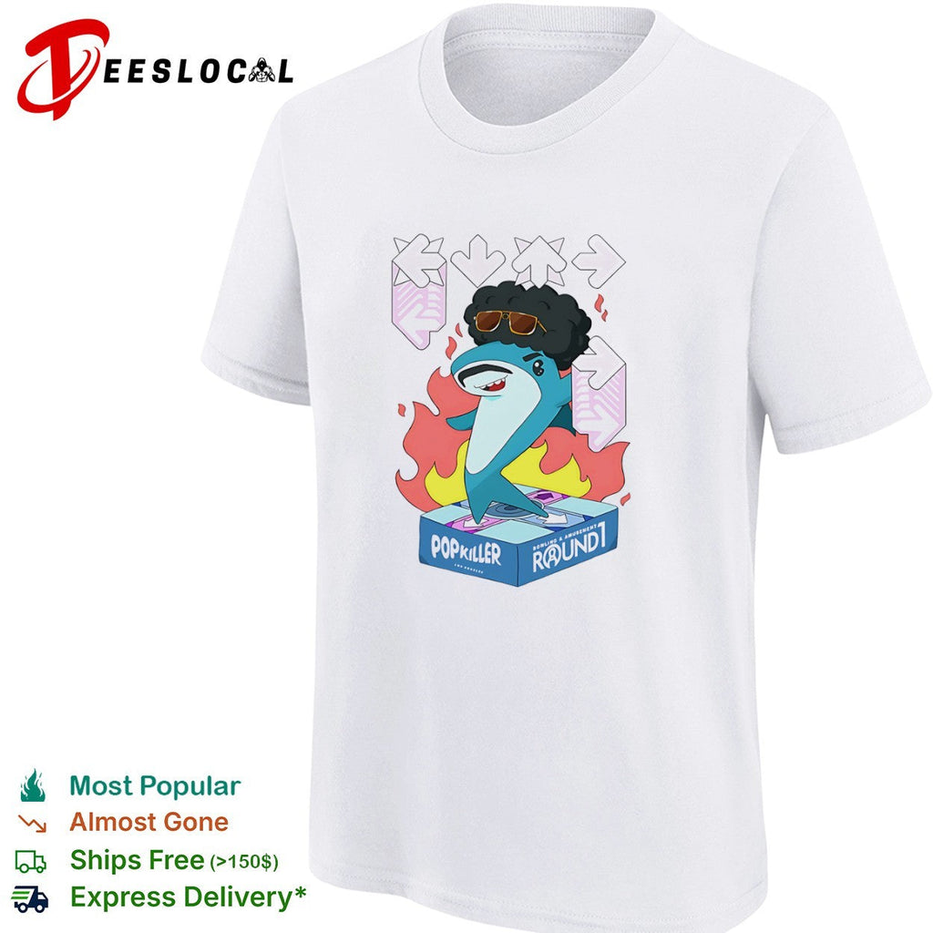 Popkiller Round 1 Bowling and Amusement Disco Shark Dance Shirt Unisex