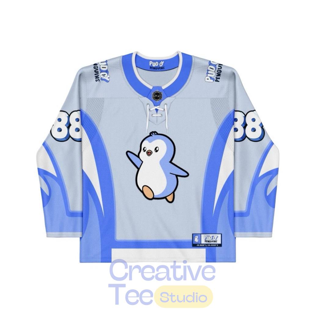 Pudgy Penguins Special Edition Hockey Jersey – Blue Unisex