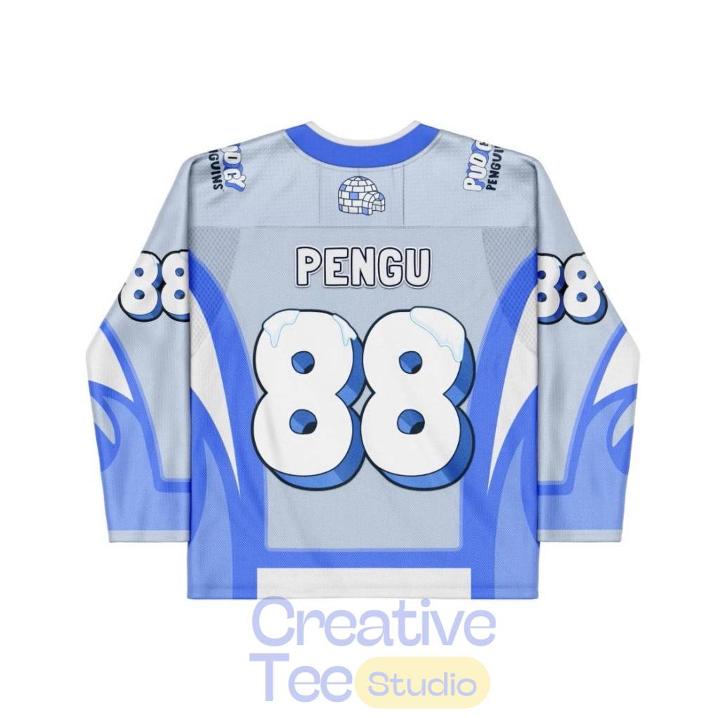 Pudgy Penguins Special Edition Hockey Jersey – Blue Unisex