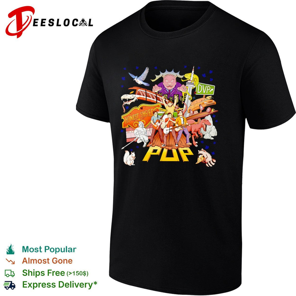 Pup Band Honest Shreds DVP Toronto CN Tower Raptor Squirrel Raccoon Music Shirt Unisex