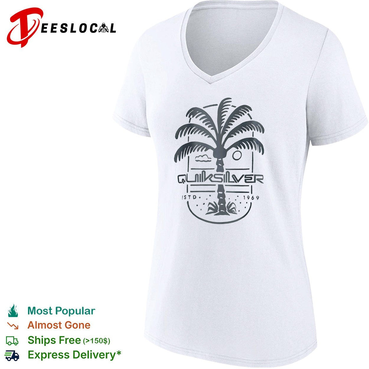 Quiksilver Estd 1969 Palm Tree Logo Beach shirt Unisex