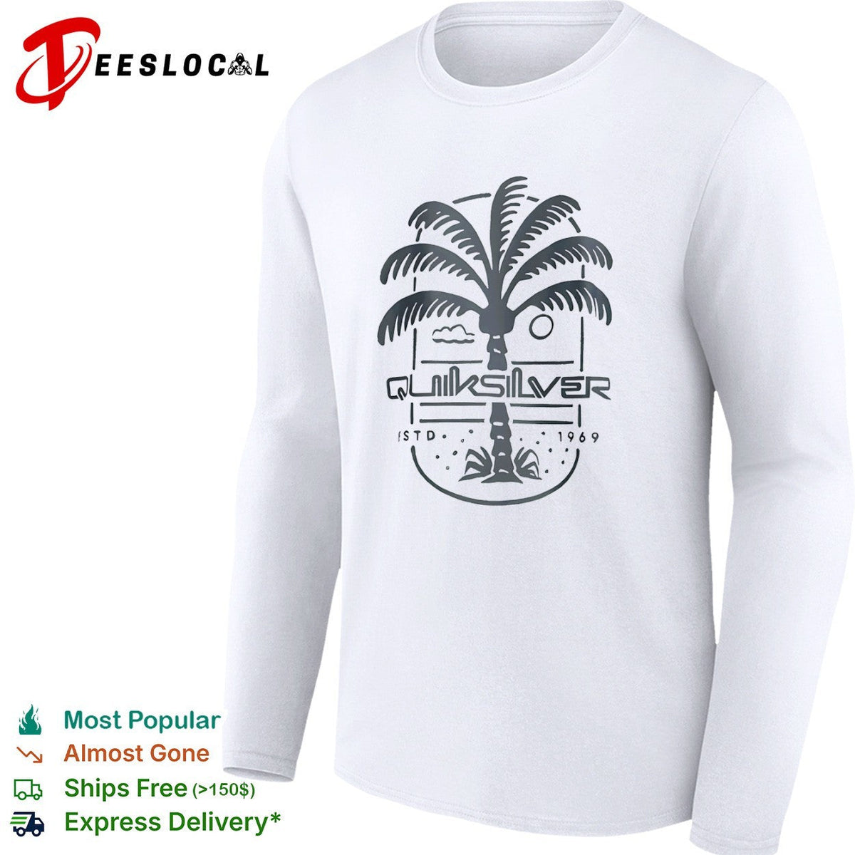 Quiksilver Estd 1969 Palm Tree Logo Beach shirt Unisex