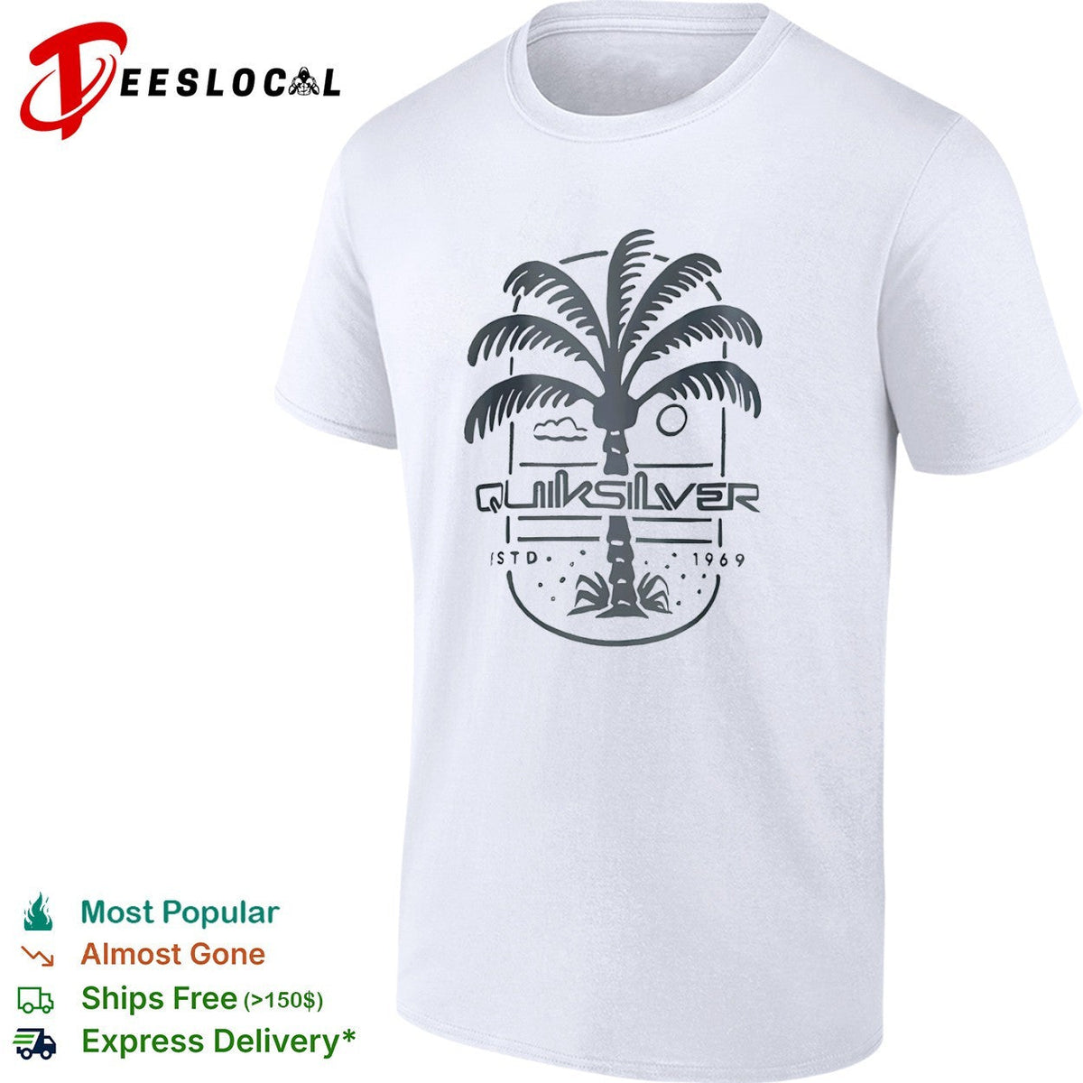 Quiksilver Estd 1969 Palm Tree Logo Beach shirt Unisex