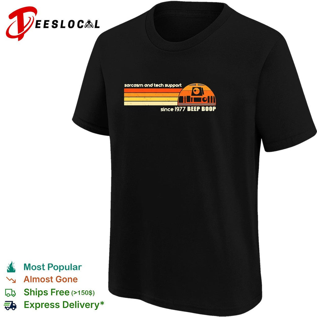 R2-D2 sarcasm and tech support since 1977 beep boop retro landscape shirt Unisex