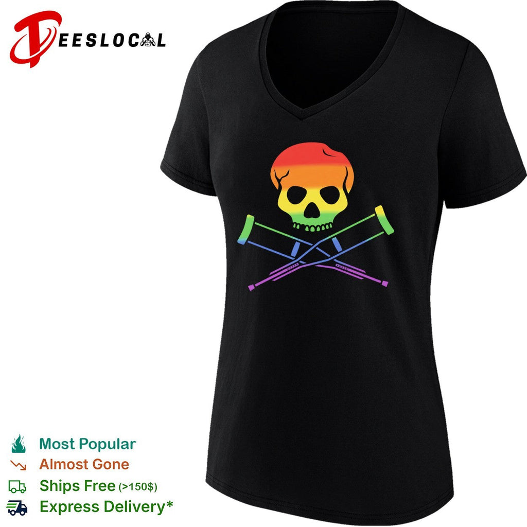 Rainbow Skull with Crutches Pride shirt Unisex
