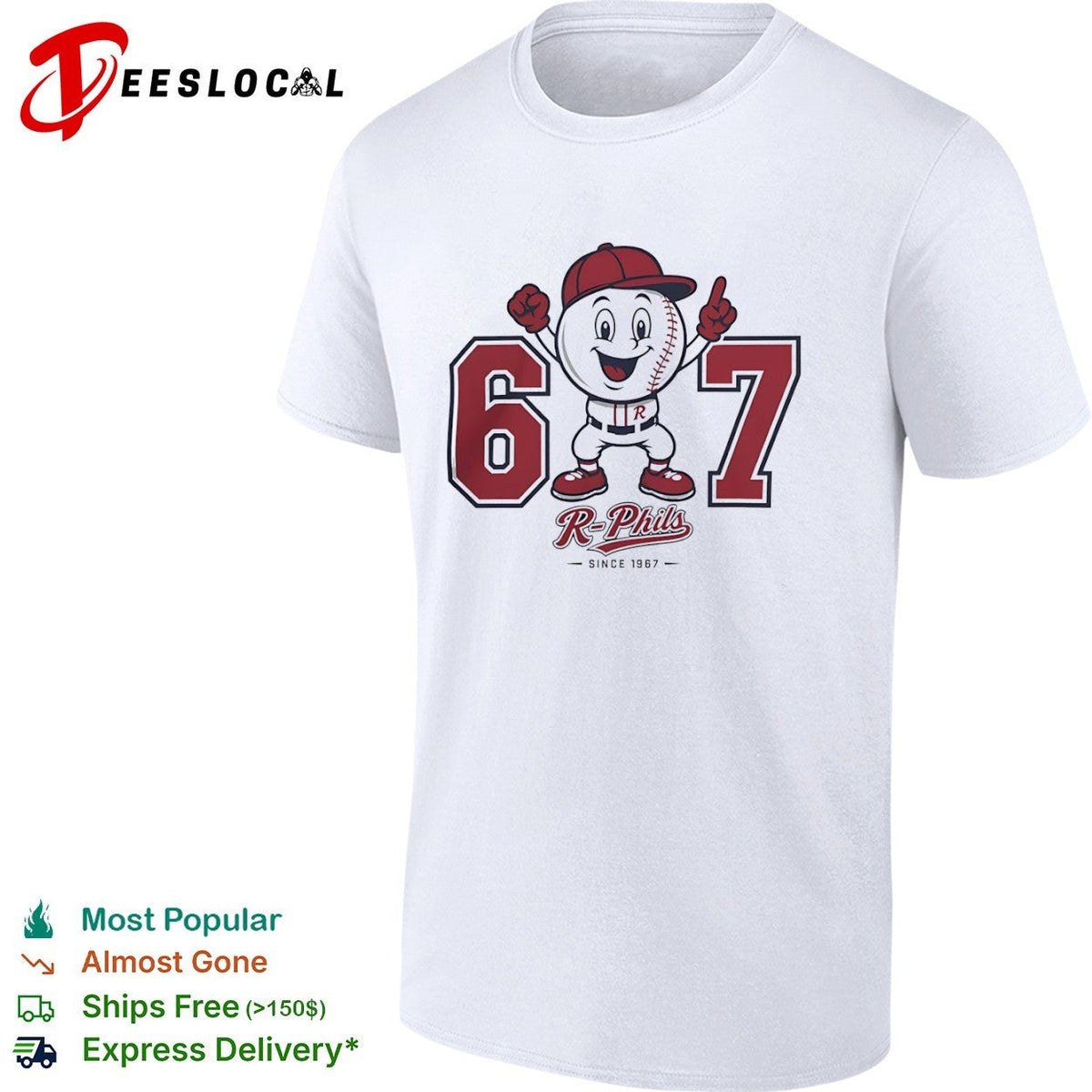 Reading Fightin Phils 67 since 1967 baseball mascot shirt Unisex