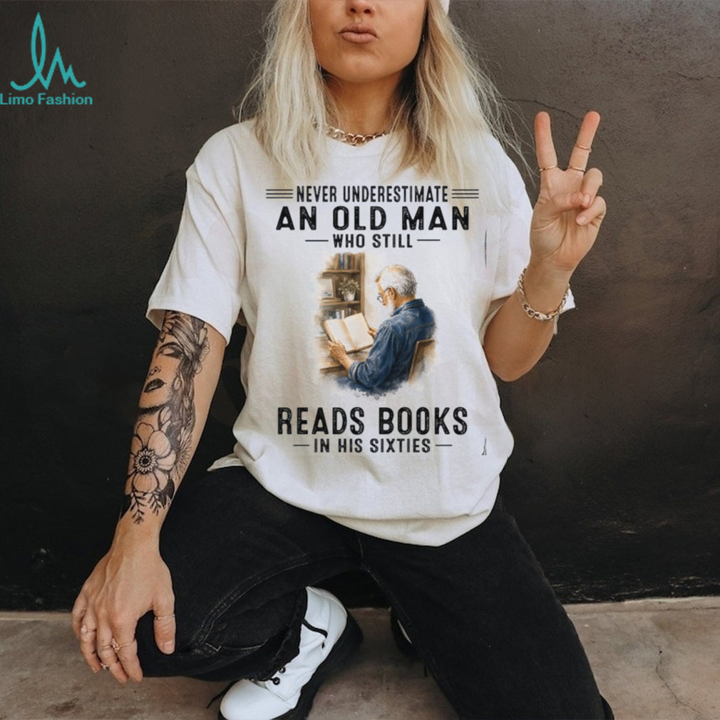 Reading Old Man Books Library Reader Shirt