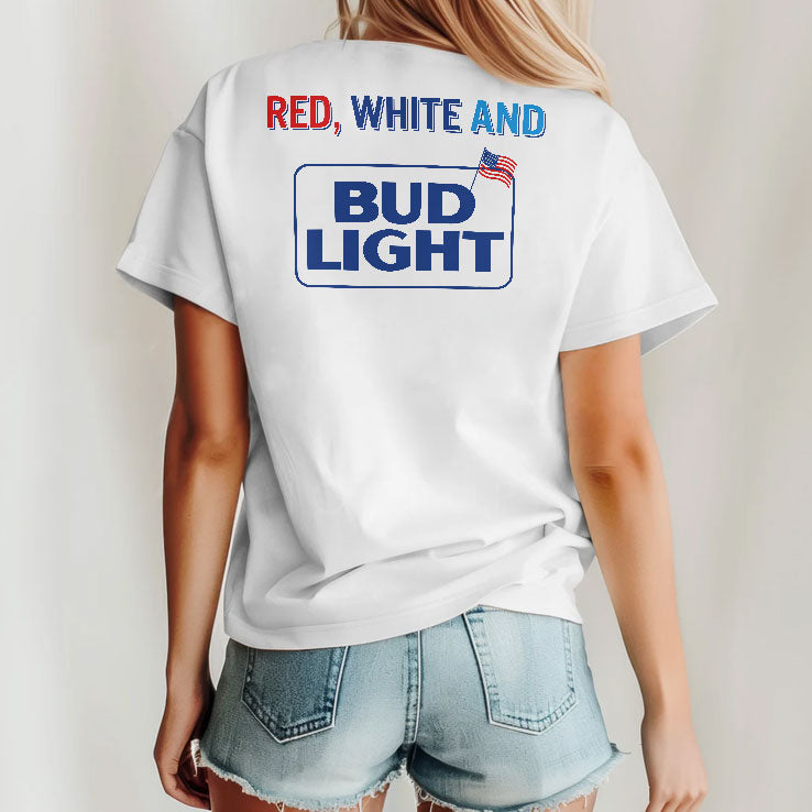 Red White And Bud Light 4th Of July T Shirt Unisex