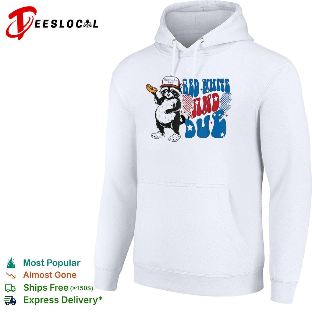 Red white and due eating for two fat raccoon shirt Unisex