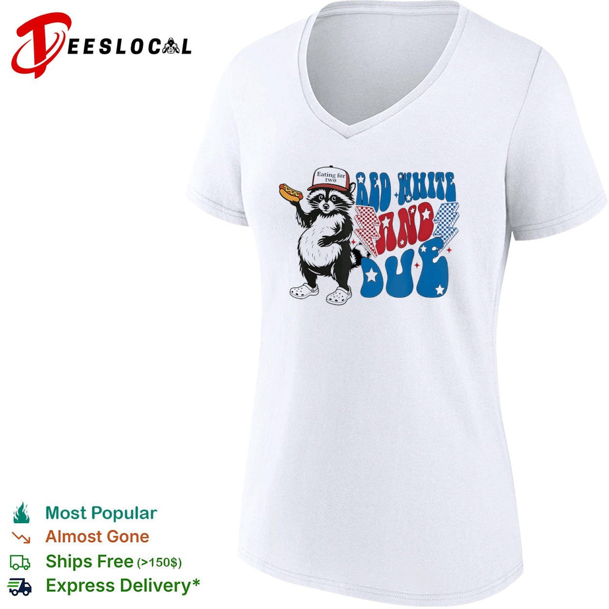 Red white and due eating for two fat raccoon shirt Unisex