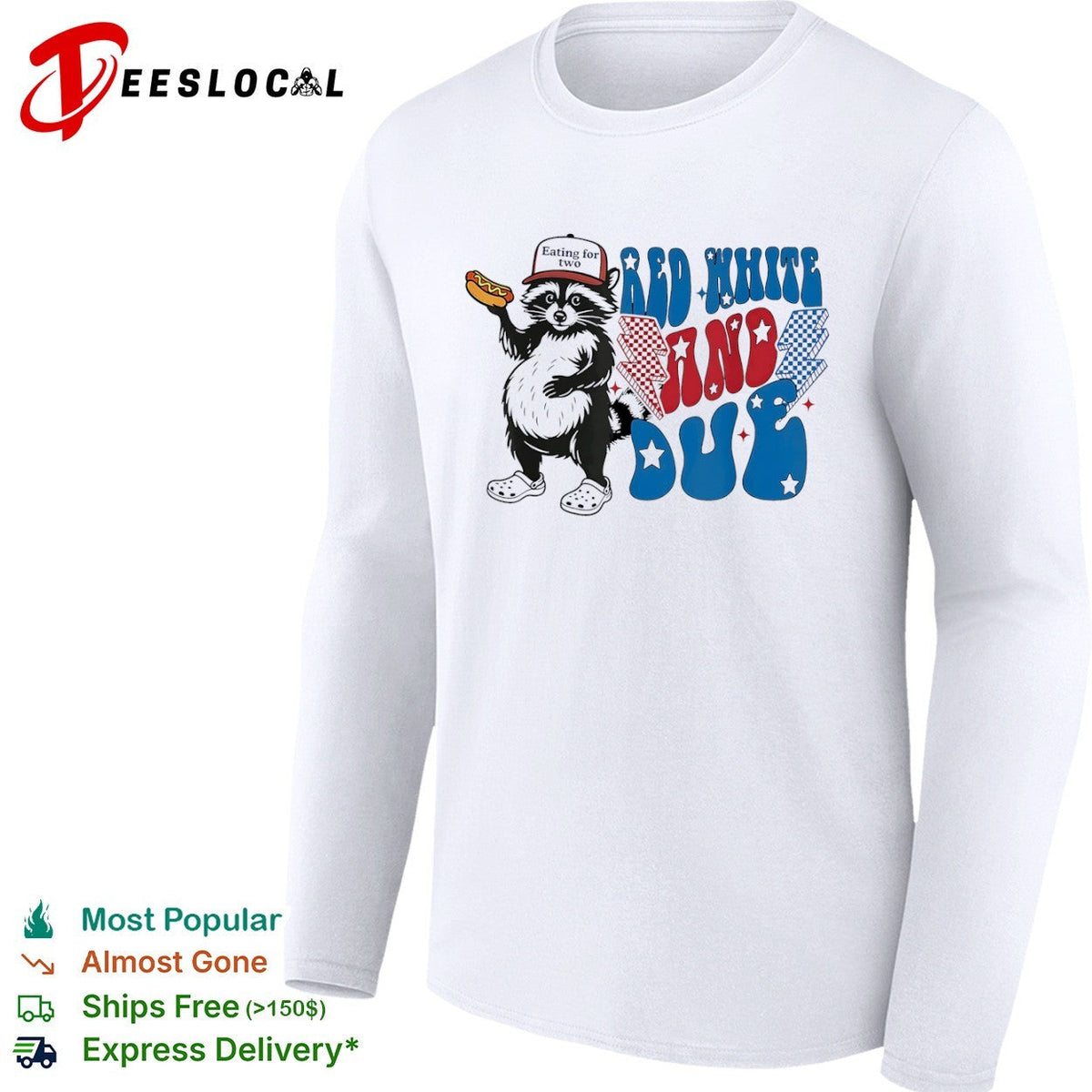 Red white and due eating for two fat raccoon shirt Unisex