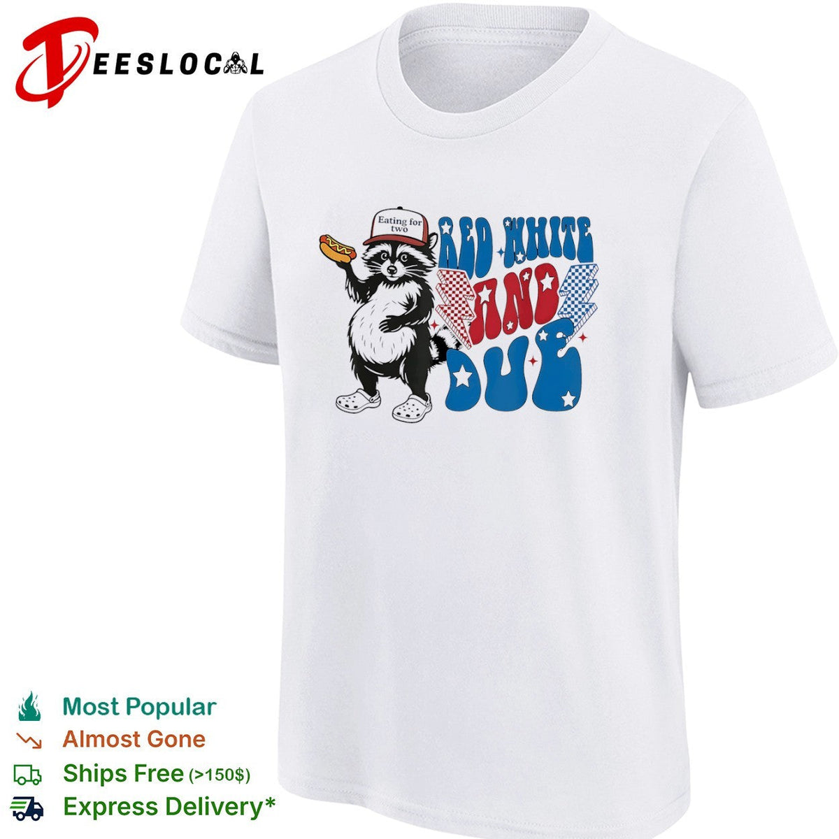 Red white and due eating for two fat raccoon shirt Unisex