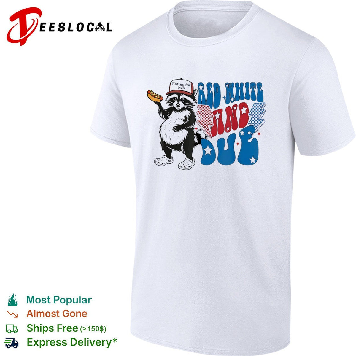 Red white and due eating for two fat raccoon shirt Unisex