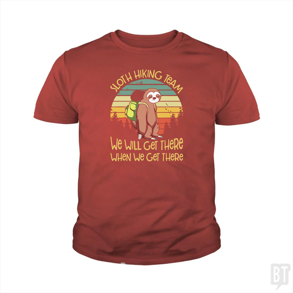 Funny Sloth Hiking Team Kids Shirt Unisex