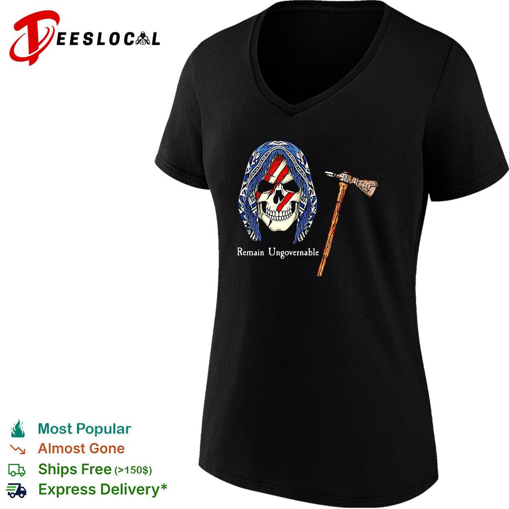 Remain ungovernable skull American flag tomahawk graphic shirt Unisex