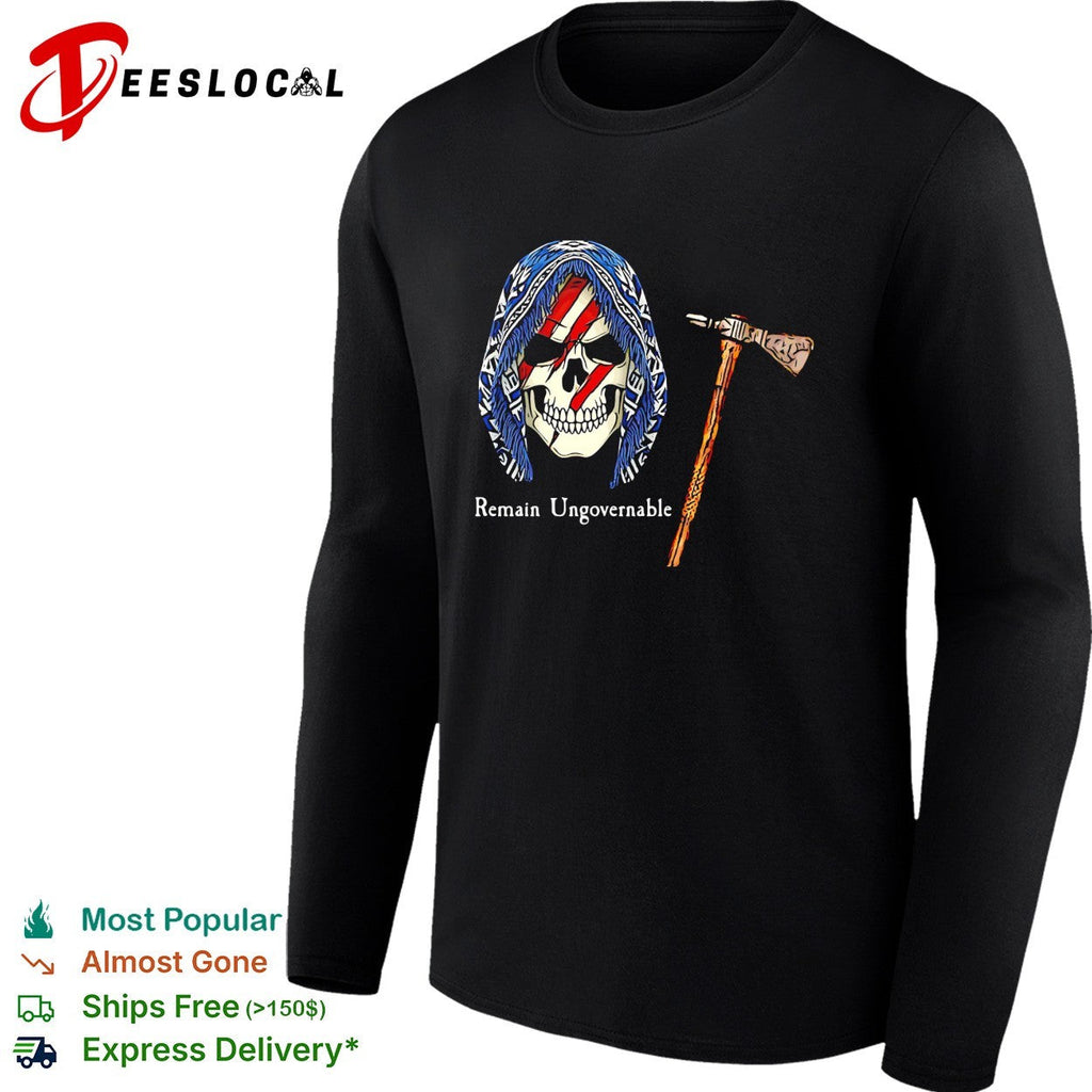 Remain ungovernable skull American flag tomahawk graphic shirt Unisex