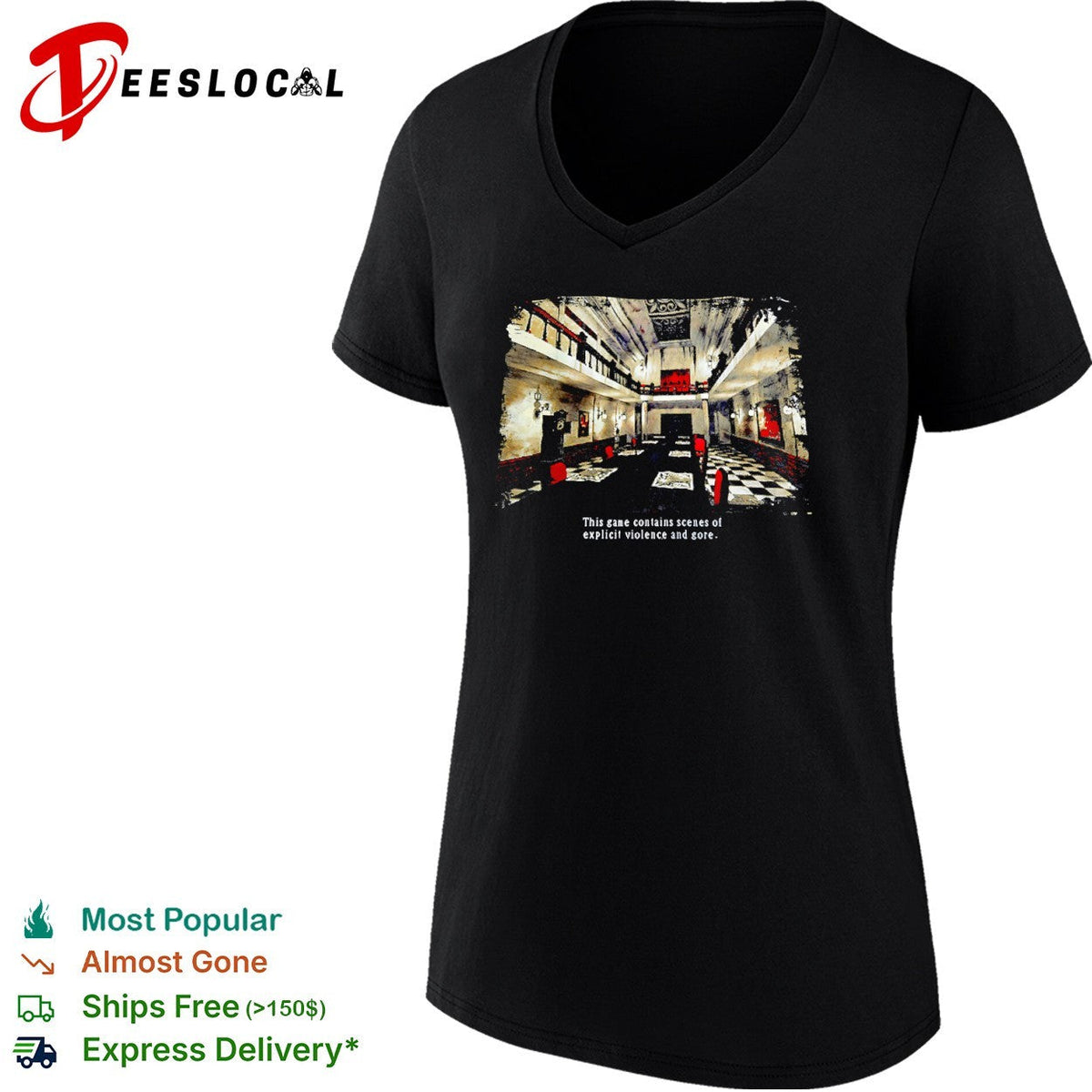 Resident Evil Mansion Hallway This game contains scenes of explicit violence and gore shirt