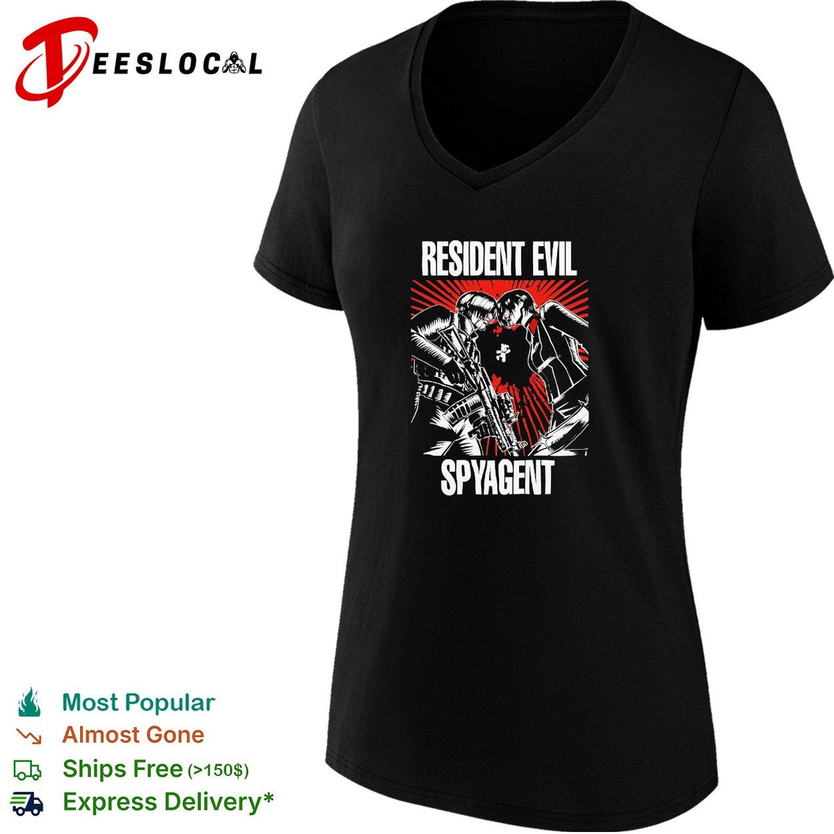 Resident Evil Spyagent Leon S Kennedy and Ada Wong Parody Illustration shirt Unisex