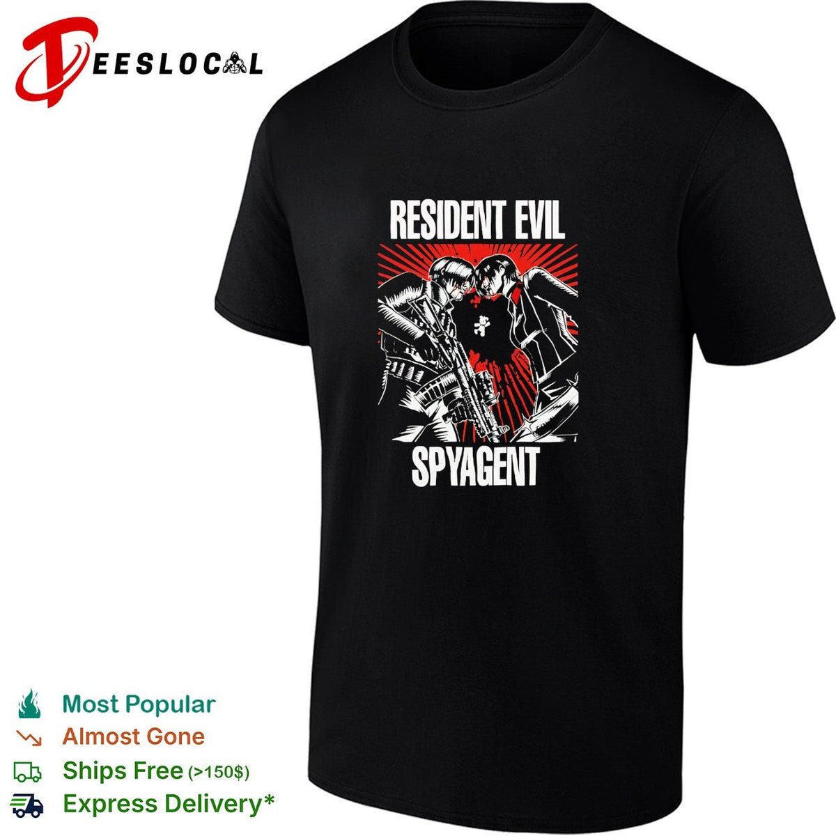 Resident Evil Spyagent Leon S Kennedy and Ada Wong Parody Illustration shirt Unisex