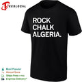 Rock Chalk Algeria bold green and white college chant style lettering graphic shirt Unisex