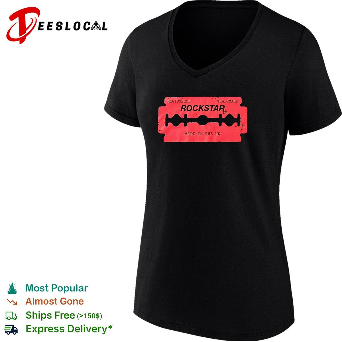 Rockstar Regissered Trademark Made in the UK Razor shirt Unisex
