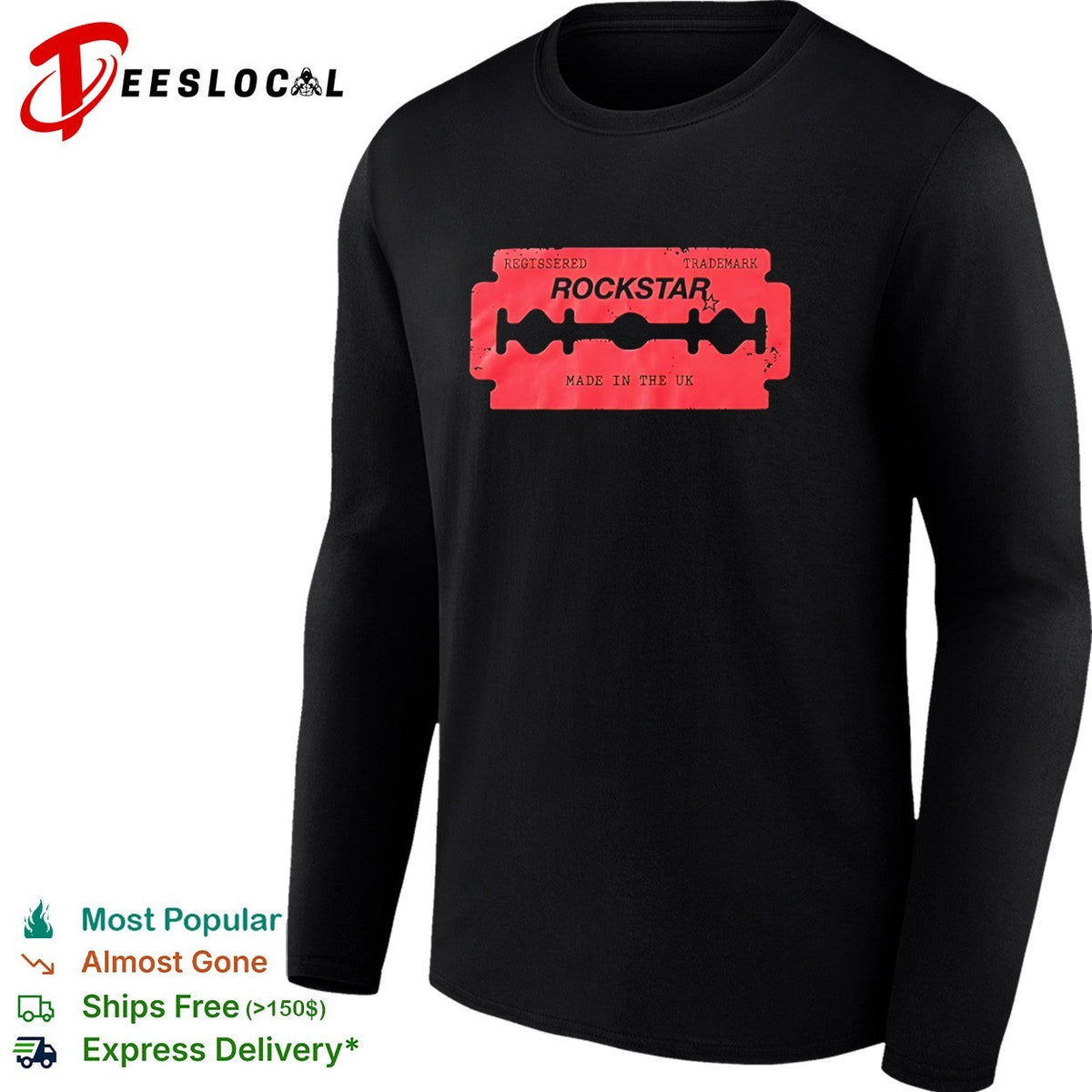 Rockstar Regissered Trademark Made in the UK Razor shirt Unisex