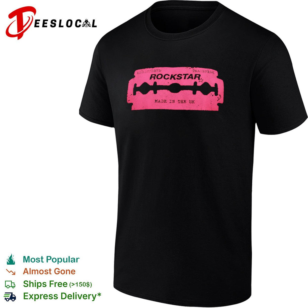 Rockstar registered trademark made in the UK razor blade shirt Unisex