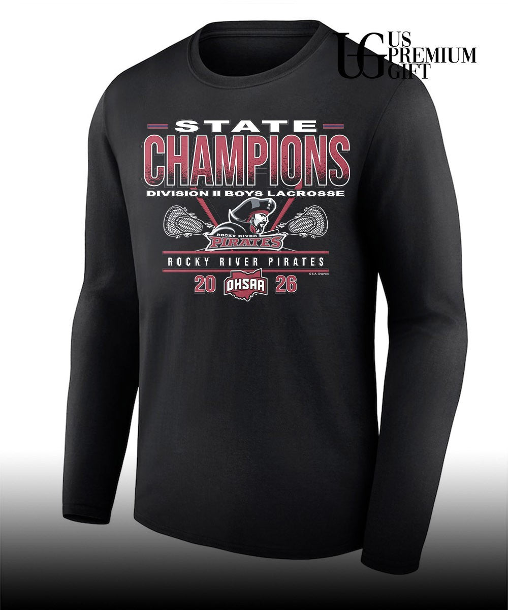Rocky River Pirates 2026 OHSAA Boys Lacrosse D2 Back-To-Back State Champions shirt Unisex