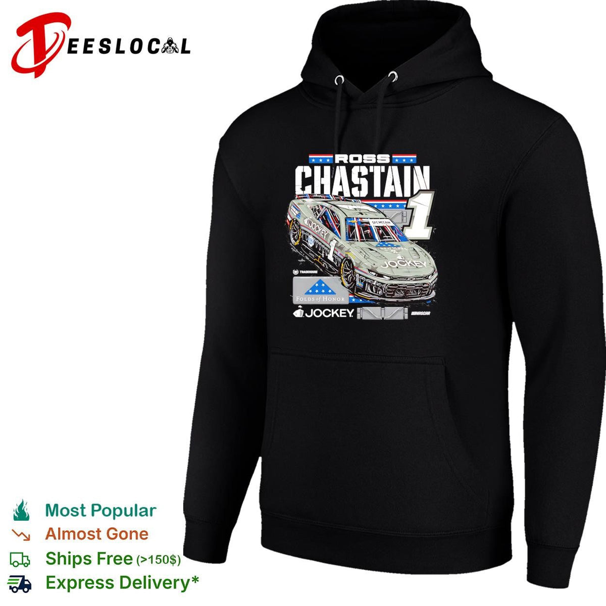 Ross Chastain 1 Jockey Folds of Honor Trackhouse NASCAR shirt Unisex