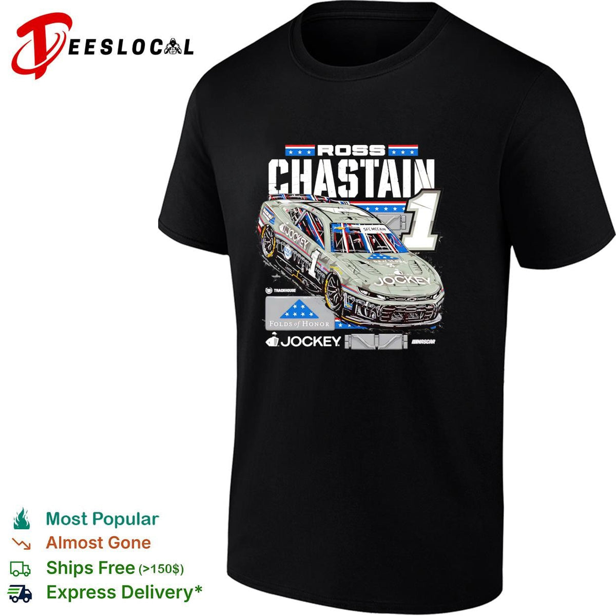 Ross Chastain 1 Jockey Folds of Honor Trackhouse NASCAR shirt Unisex