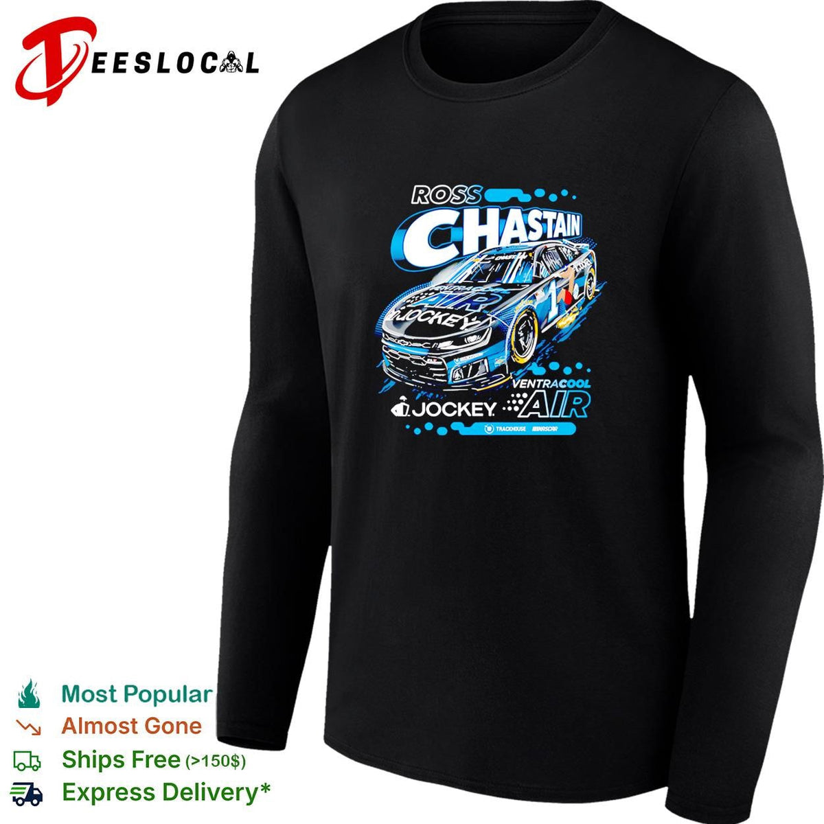 Ross Chastain 1 VentraCool Air Jockey Trackhouse NASCAR black shirt Unisex