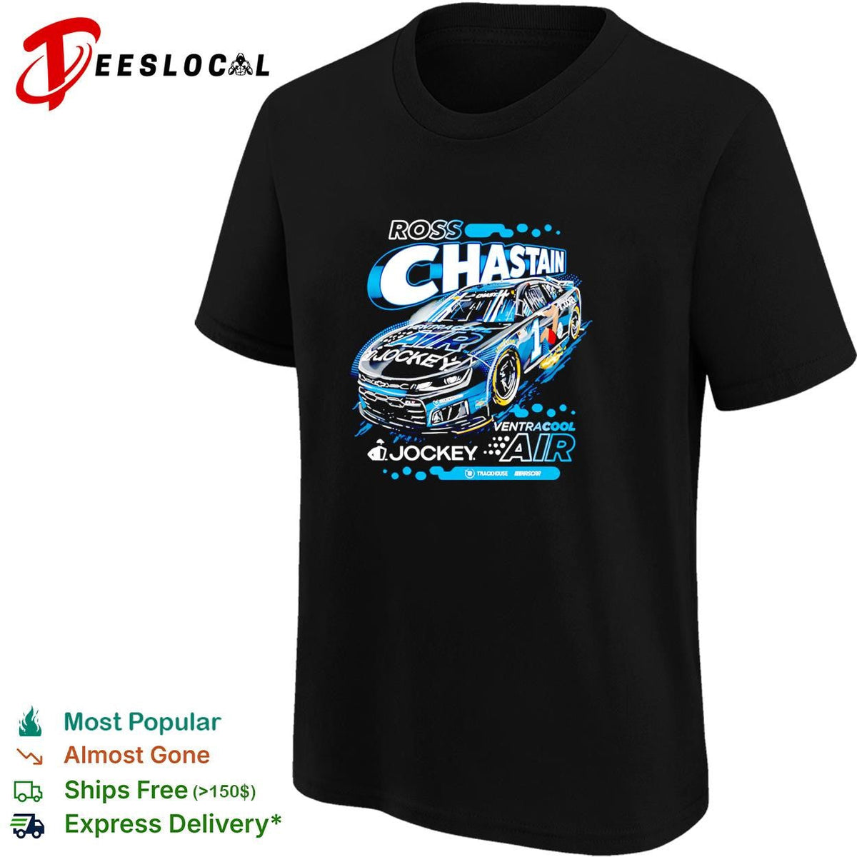 Ross Chastain 1 VentraCool Air Jockey Trackhouse NASCAR black shirt Unisex